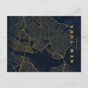 New York City karta Minimal vykort