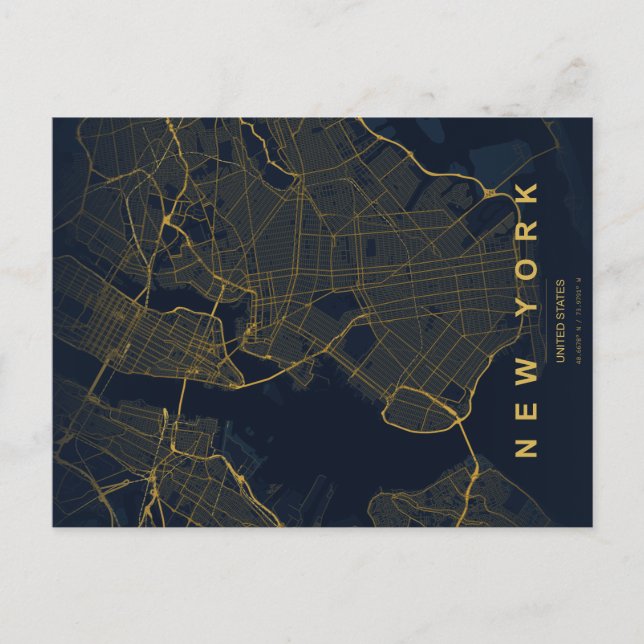 New York City karta Minimal vykort (Framsida)