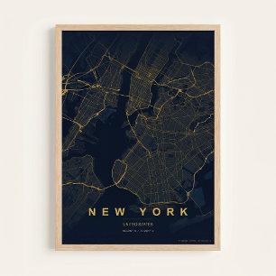 New York City Karta NYC Gatu väggkonst Affisch Pr
