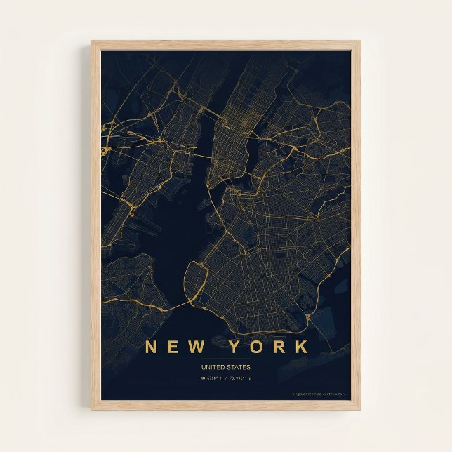 New York City Karta  NYC Gatu väggkonst Affisch Pr (Skapare uppladdad)