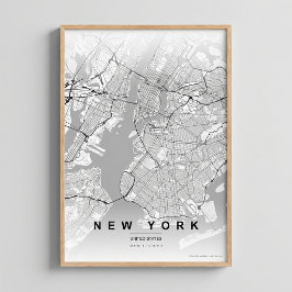 New York City Karta NYC Kontrast Väggkonst Affisch