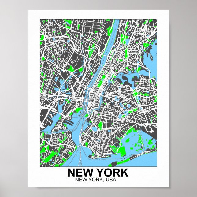 New York City Karta Poster (Framsidan)