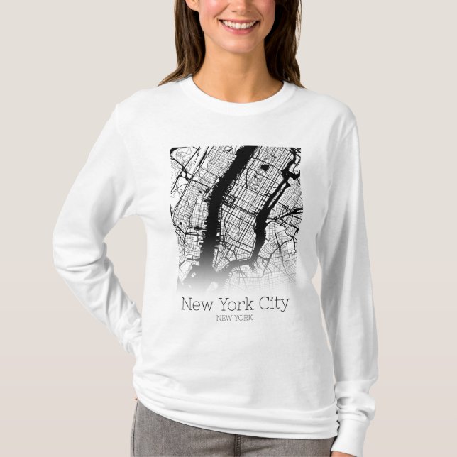 New York City Karta T Shirt (Framsida)