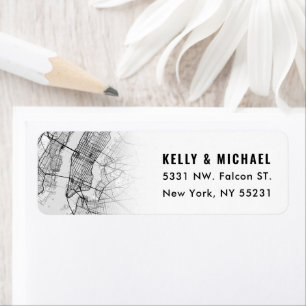 New York City Karta Thmet Returetikett Returadress Etikett