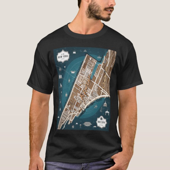 New York City Kartor vänner T Shirt (Framsida)