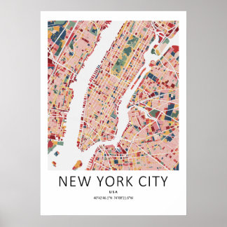 New York City Kartposter | Modern NYC Väggkonst