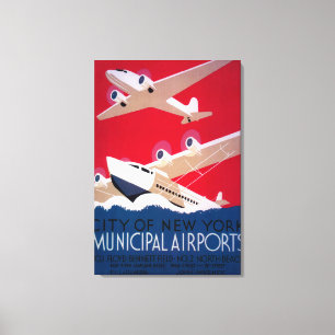 New York City kommunal flygplatsvintage affisch Canvastryck