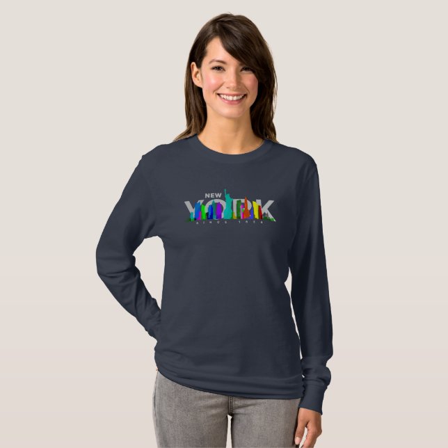 New York City | Kvinnor Långärmad T Shirt (Hel framsida)