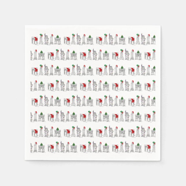 New York City Landmarks NYC Julafton Jul Helgdag Pappersservett (Framsidan)