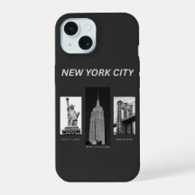 New York City Landmarks Svart Vitt Urban Illustrat