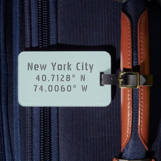 New York City Latitude Longitud Personlig Bagagebricka (Framsida Insitu 4)