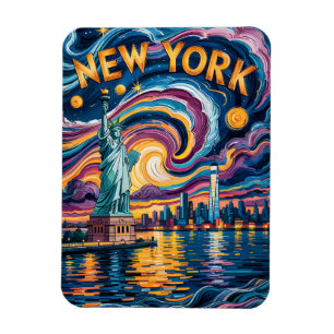 New York City Liberty i Van Gogh Stil Travel Magnet