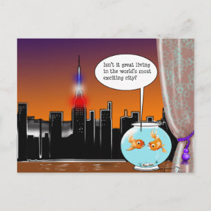 New York City Living Funny Fish Tecknad Vykort