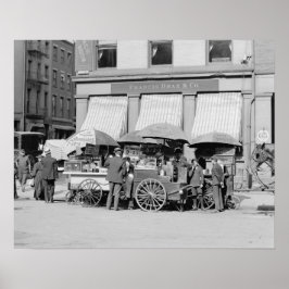 New York City lunchbilar, 1906. Gammalt foto Poster