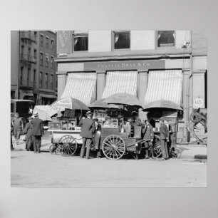 New York City lunchbilar, 1906. Gammalt foto Poster