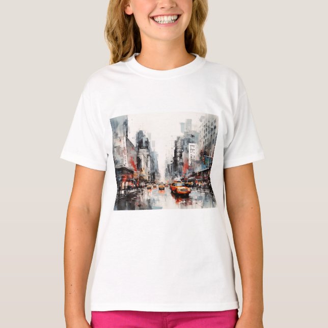 New York City, målat landskap. T Shirt (Framsida)