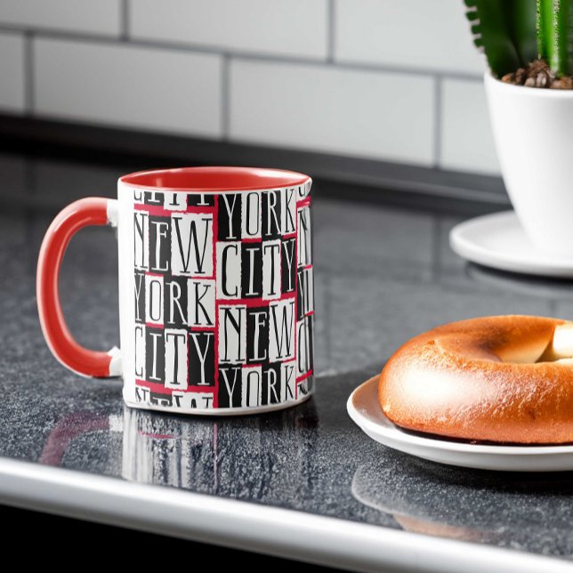 New York City Manhattan Black, Red, White Deco Mugg (Skapare uppladdad)