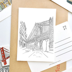 New York City Manhattan Bridge Postcard Inbjudan Vykort