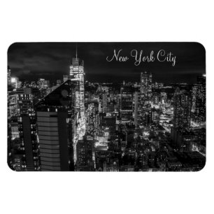 New York City Manhattan horisont på natten Magnet