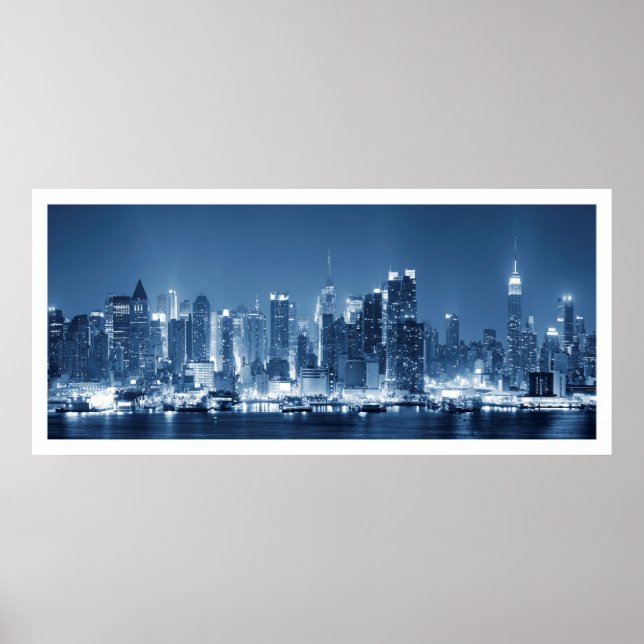 New-York City Manhattan Night Skyline View Poster (Framsidan)