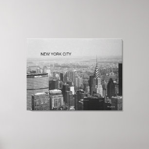 New York City, Manhattan Skyline B/W-fotografi Canvastryck