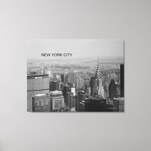 New York City, Manhattan Skyline B/W-fotografi Canvastryck (Framsida)