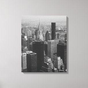 New York City, Manhattan Skyline B/W-fotografi Canvastryck