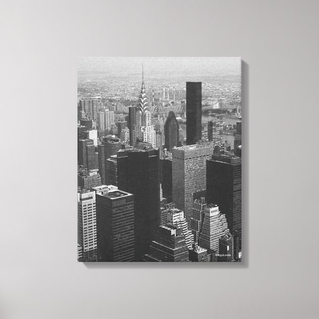 New York City, Manhattan Skyline B/W-fotografi Canvastryck (Framsida)