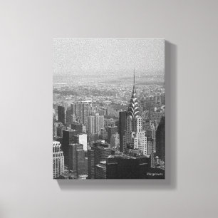 New York City, Manhattan Skyline B/W-fotografi Canvastryck