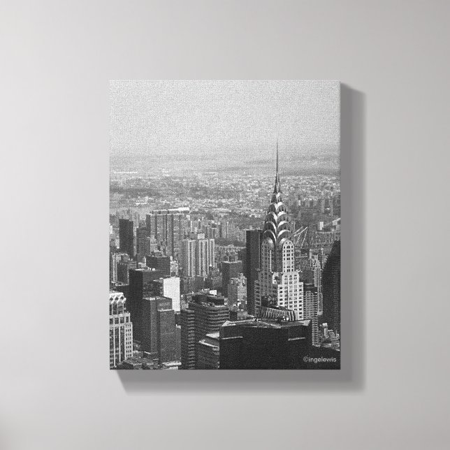 New York City, Manhattan Skyline B/W-fotografi Canvastryck (Framsida)