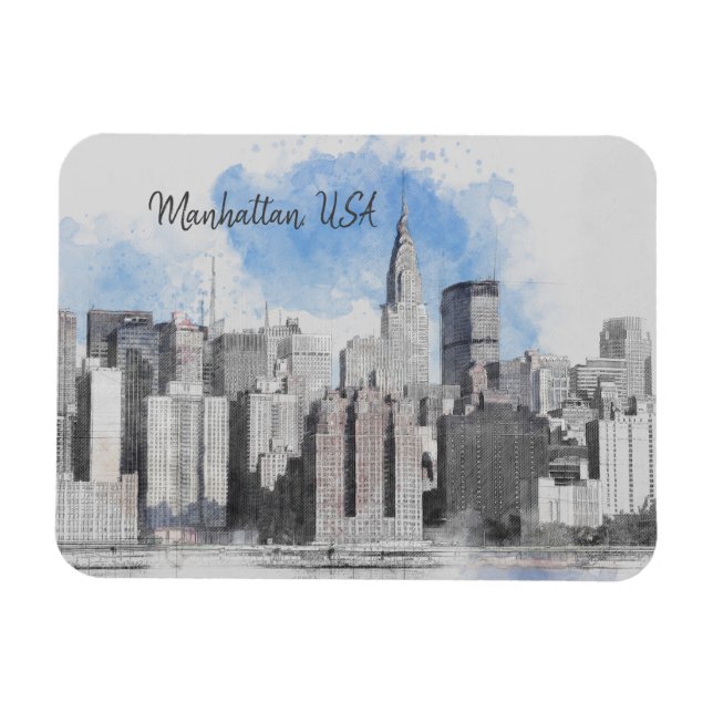 New York City Manhattan Skyline Magnet (Horisontell)