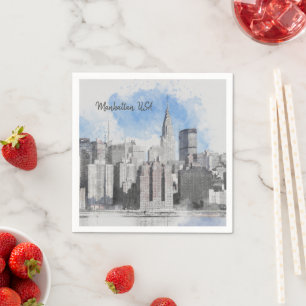 New York City Manhattan Skyline Pappersservett