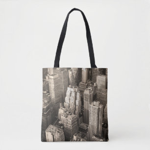 New York City Manhattan skyline - svart flygvy Tygkasse