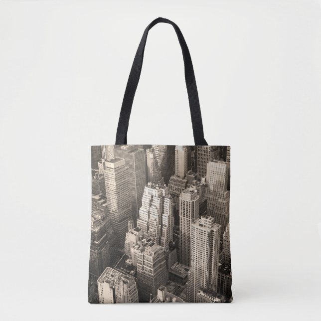 New York City Manhattan skyline - svart flygvy  Tygkasse (Framsida)