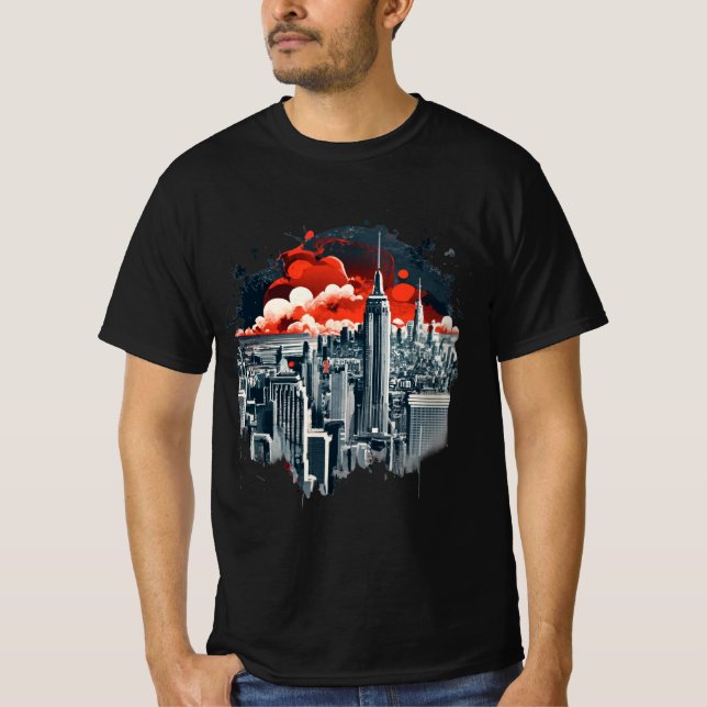 New York City Manhattan skyline T-Shirt-design T Shirt (Framsida)