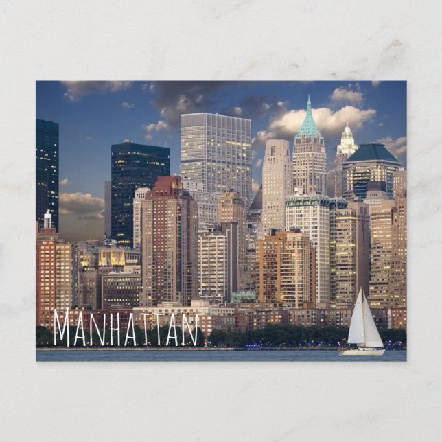 New York City Manhattan Skylne på Nattvykort Vykort (Framsida)