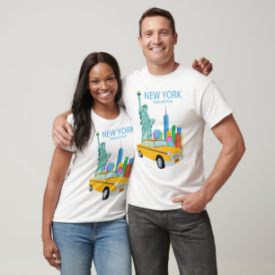 New York City Manhattan Statue Skyscraper Taxi T Shirt