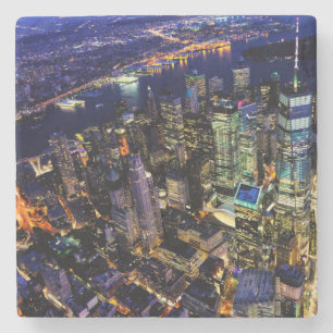 New York City, Manhattan, USA cityscape på natten Underlägg Sten