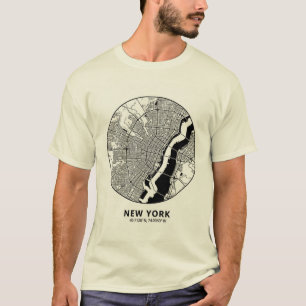 New York City Map T-Shirt – Minimal Svart & Vitt