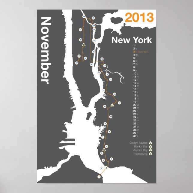New York City Marathon Karta Poster (Framsidan)