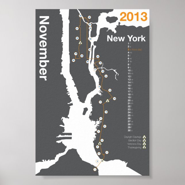 New York City Marathon Karta Poster (Framsidan)