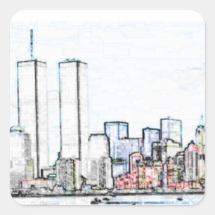 New York City med Twin Torn Sticker Fyrkantigt Klistermärke