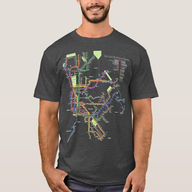 New York City Metro Tunnelbanan Karta Art I Heart  T Shirt (Framsida)