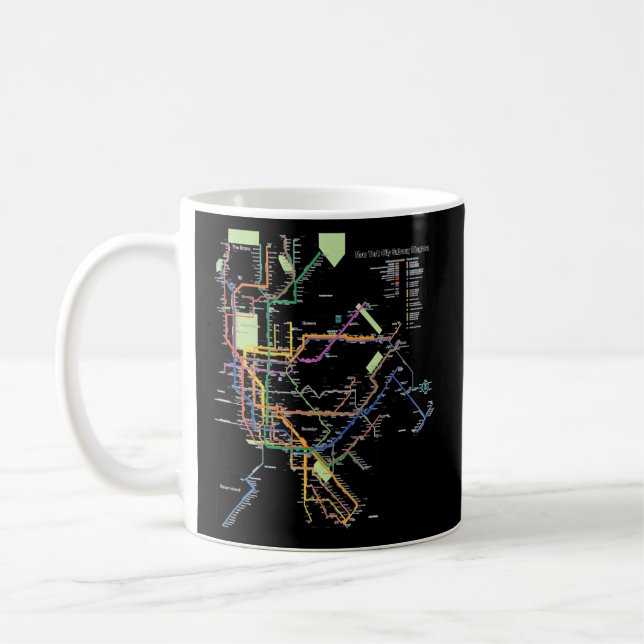 New York City Metro Tunnelbanan Karta I Heart Ny Kaffemugg (Vänster)