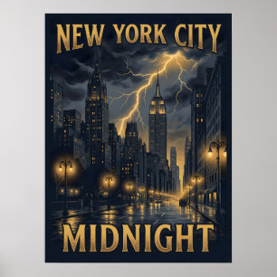 New York City Midnatt Gotisk Resa Poster