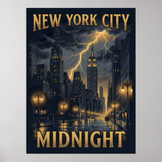 New York City Midnatt Gotisk Resa Poster