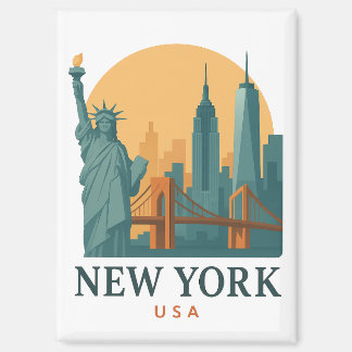 New York City Minimalist Vintage Travel Magnet