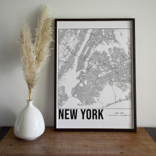 New York City Minimalistisk Kartkonstaffisch Poster