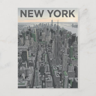 New York City Minimalistisk Silhuett Konst Vykort