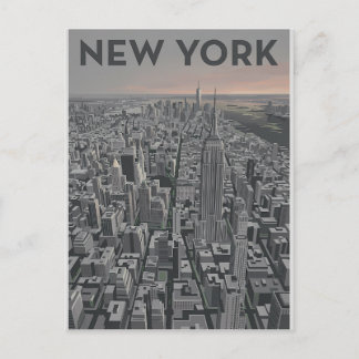 New York City Minimalistisk Silhuett Konst Vykort